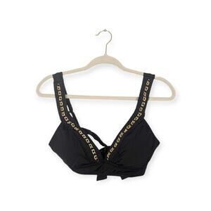 NWT Kenneth Cole Black Gold Chain Bikini Top Size M